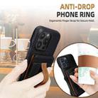For iPhone 15 Pro Max Litchi Texture Leather Ring Card Bag Holder Phone Case(Black) - 3