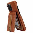 For iPhone 15 Pro Max Litchi Texture Leather Ring Card Bag Holder Phone Case(Brown) - 1