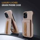 For iPhone 15 Pro Max Litchi Texture Leather Ring Card Bag Holder Phone Case(Grey) - 2
