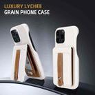 For iPhone 15 Pro Max Litchi Texture Leather Ring Card Bag Holder Phone Case(White) - 2