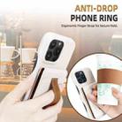 For iPhone 15 Pro Max Litchi Texture Leather Ring Card Bag Holder Phone Case(White) - 3