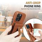 For iPhone 14 Plus Litchi Texture Leather Ring Card Bag Holder Phone Case(Brown) - 3
