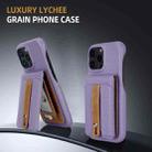 For iPhone 14 / 13 Litchi Texture Leather Ring Card Bag Holder Phone Case(Purple) - 2