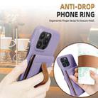For iPhone 14 / 13 Litchi Texture Leather Ring Card Bag Holder Phone Case(Purple) - 3