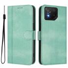 For ASUS ROG Phone 8 / 8 Pro Line Splicing Buckle Retro Leather Phone Case(Mint Green) - 2
