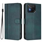 For ASUS ROG Phone 8 / 8 Pro Line Splicing Buckle Retro Leather Phone Case(Dark Green) - 2