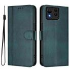 For ASUS Zenfone 11 Ultra Line Splicing Buckle Retro Leather Phone Case(Dark Green) - 2