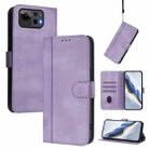 For ASUS Zenfone 12 Ultra Line Splicing Buckle Retro Leather Phone Case(Purple) - 1