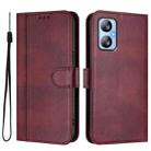 For Blackview A52 / A52 Pro Line Splicing Buckle Retro Leather Phone Case(Wine Red) - 2