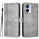 For Blackview Oscal Modern 8 / Color 8 Line Splicing Buckle Retro Leather Phone Case(Grey) - 2