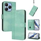 For Blackview Shark 9 5G Line Splicing Buckle Retro Leather Phone Case(Mint Green) - 1