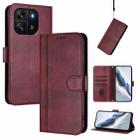 For Blackview Wave 6C Line Splicing Buckle Retro Leather Phone Case(Wine Red) - 1