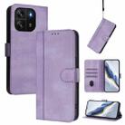 For Blackview Wave 6C Line Splicing Buckle Retro Leather Phone Case(Purple) - 1