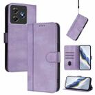 For Blackview Wave 8 / 8C / Oscal Flat 2 Line Splicing Buckle Retro Leather Phone Case(Purple) - 1