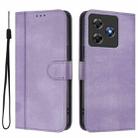 For Blackview Wave 8 / 8C / Oscal Flat 2 Line Splicing Buckle Retro Leather Phone Case(Purple) - 2