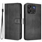 For Blackview Oscal Flat 1C Line Splicing Buckle Retro Leather Phone Case(Black) - 2