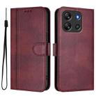 For Blackview Oscal Flat 1C Line Splicing Buckle Retro Leather Phone Case(Wine Red) - 2