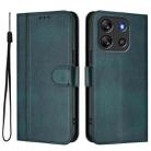 For Blackview Oscal Flat 1C Line Splicing Buckle Retro Leather Phone Case(Dark Green) - 2