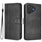 For Blackview Oscal Flat 2 / 2C Line Splicing Buckle Retro Leather Phone Case(Black) - 2