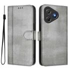 For Blackview Oscal Flat 2 / 2C Line Splicing Buckle Retro Leather Phone Case(Grey) - 2