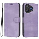 For Blackview Oscal Flat 2 / 2C Line Splicing Buckle Retro Leather Phone Case(Purple) - 2