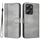 For Blackview Oscal Tiger 13 Line Splicing Buckle Retro Leather Phone Case(Grey) - 2