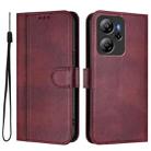 For Blackview Oscal Tiger 13 Line Splicing Buckle Retro Leather Phone Case(Wine Red) - 2