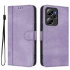 For Blackview Oscal Tiger 13 Line Splicing Buckle Retro Leather Phone Case(Purple) - 2