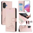 For Coolpad Cool 40i Cat Rat Embossed Pattern RFID Leather Phone Case with Lanyard(Pink) - 1