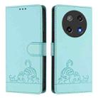 For Coolpad C16 Cat Rat Embossed Pattern RFID Leather Phone Case with Lanyard(Mint Green) - 2