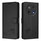 For Coolpad C16 Cat Rat Embossed Pattern RFID Leather Phone Case with Lanyard(Black) - 2
