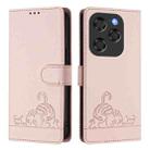 For Coolpad X100 Cat Rat Embossed Pattern RFID Leather Phone Case with Lanyard(Pink) - 2