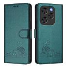 For Coolpad X100 Cat Rat Embossed Pattern RFID Leather Phone Case with Lanyard(Peacock Green) - 2