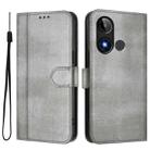 For BLU C9 Line Splicing Buckle Retro Leather Phone Case(Grey) - 2