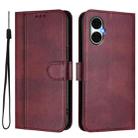 For BLU G53 Line Splicing Buckle Retro Leather Phone Case(Wine Red) - 2