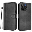 For BLU G54 Line Splicing Buckle Retro Leather Phone Case(Black) - 2