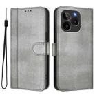 For BLU G54 Line Splicing Buckle Retro Leather Phone Case(Grey) - 2
