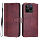 For BLU G54 Line Splicing Buckle Retro Leather Phone Case(Wine Red) - 2