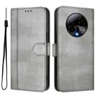 For BLU Bold K50 Line Splicing Buckle Retro Leather Phone Case(Grey) - 2