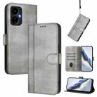 For Boost Mobile Celero 5G 2024 / 3 5G Line Splicing Buckle Retro Leather Phone Case(Grey) - 1