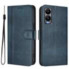 For Cricket Debut S3 Line Splicing Buckle Retro Leather Phone Case(Dark Blue) - 2