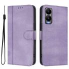 For Cricket Debut S3 Line Splicing Buckle Retro Leather Phone Case(Purple) - 2