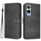 For Cricket Icon 6 / AT&T Verge Line Splicing Buckle Retro Leather Phone Case(Black) - 2