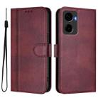 For Cricket Magic 2 5G / AT&T Propel 2 5G Line Splicing Buckle Retro Leather Phone Case(Wine Red) - 2