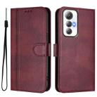 For Cubot Max 5 Line Splicing Buckle Retro Leather Phone Case(Wine Red) - 2