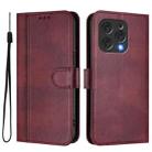 For DOOGEE N55 / N55 Plus Line Splicing Buckle Retro Leather Phone Case(Wine Red) - 2