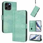 For DOOGEE Note 58 / 58 Pro Line Splicing Buckle Retro Leather Phone Case(Mint Green) - 1