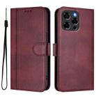 For DOOGEE Note 58 / 58 Pro Line Splicing Buckle Retro Leather Phone Case(Wine Red) - 2