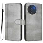 For DOOGEE Note 59 / 59 Pro Line Splicing Buckle Retro Leather Phone Case(Grey) - 2