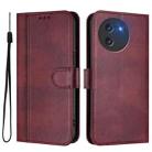 For DOOGEE Note 59 / 59 Pro Line Splicing Buckle Retro Leather Phone Case(Wine Red) - 2